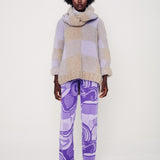 Checkity Roll Neck Alpaca Sweater in Lilac