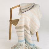 Stripe Fringed Alpaca Blanket Wrap in Silver