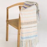 Stripe Fringed Alpaca Blanket Wrap in Silver