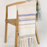 Stripe Fringed Alpaca Blanket Wrap in Silver