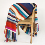 Stripe Fringed Alpaca Blanket Wrap in Multicolours