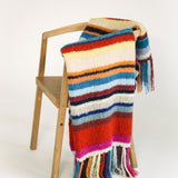 Stripe Fringed Alpaca Blanket Wrap in Multicolours