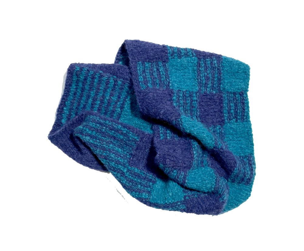 Checkity Alpaca Snood in Turquoise Blue