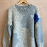 Abstract Alpaca Flower Silver Pullover