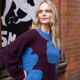 Abstract Alpaca Flower Chocolate Pullover