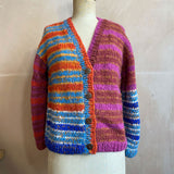 Striped Alpaca Cardigan in Baked Red