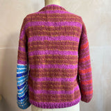 Striped Alpaca Cardigan in Baked Red