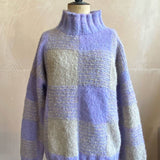 Checkity Roll Neck Alpaca Sweater in Lilac