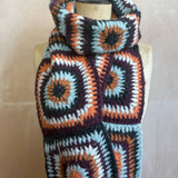 Big Crochet Alpaca Scarf in Chocolate and Apricot