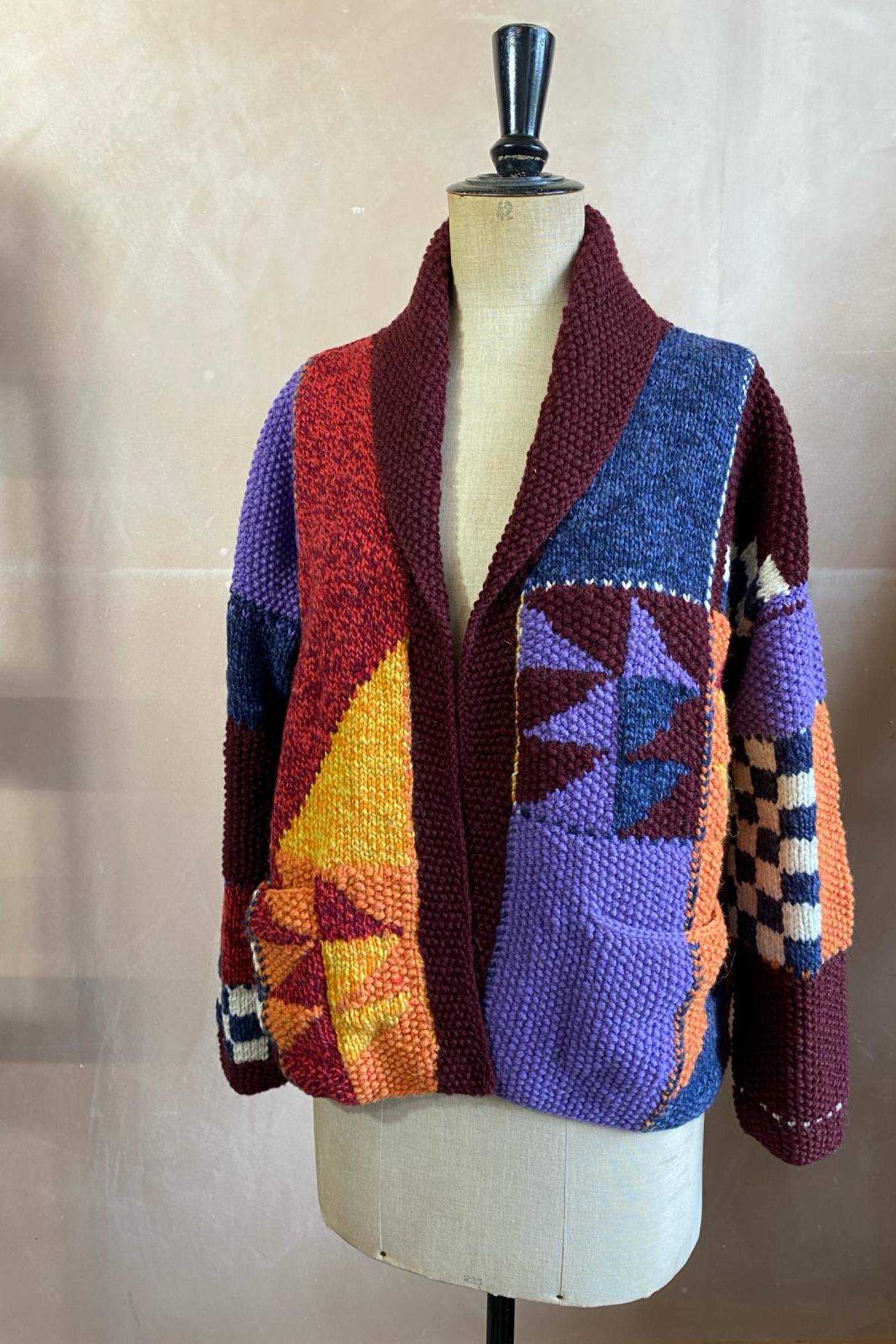 Patchwork Cardigan, buy Patchwork Jacket, Wool Cardigan, Wool Jacket, Knit Jacket, Knit Cardigan