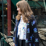Scattered Flowers Cardigan in Charcoal