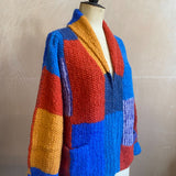 Patchwork Alpaca Jacket in Cosmic Blue
