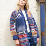 Jude Wool Chunky Knit Cardigan Denim and Moca