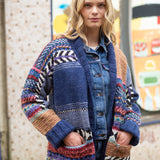 Jude Wool Chunky Knit Cardigan Denim and Moca