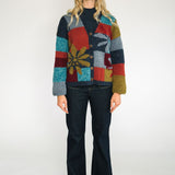 hand knit chunky wool cardigan patchwork women front