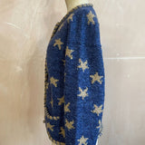 Side view of Star Cardigan showing drape and loose fit