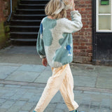 Abstract Alpaca Flower Silver Pullover