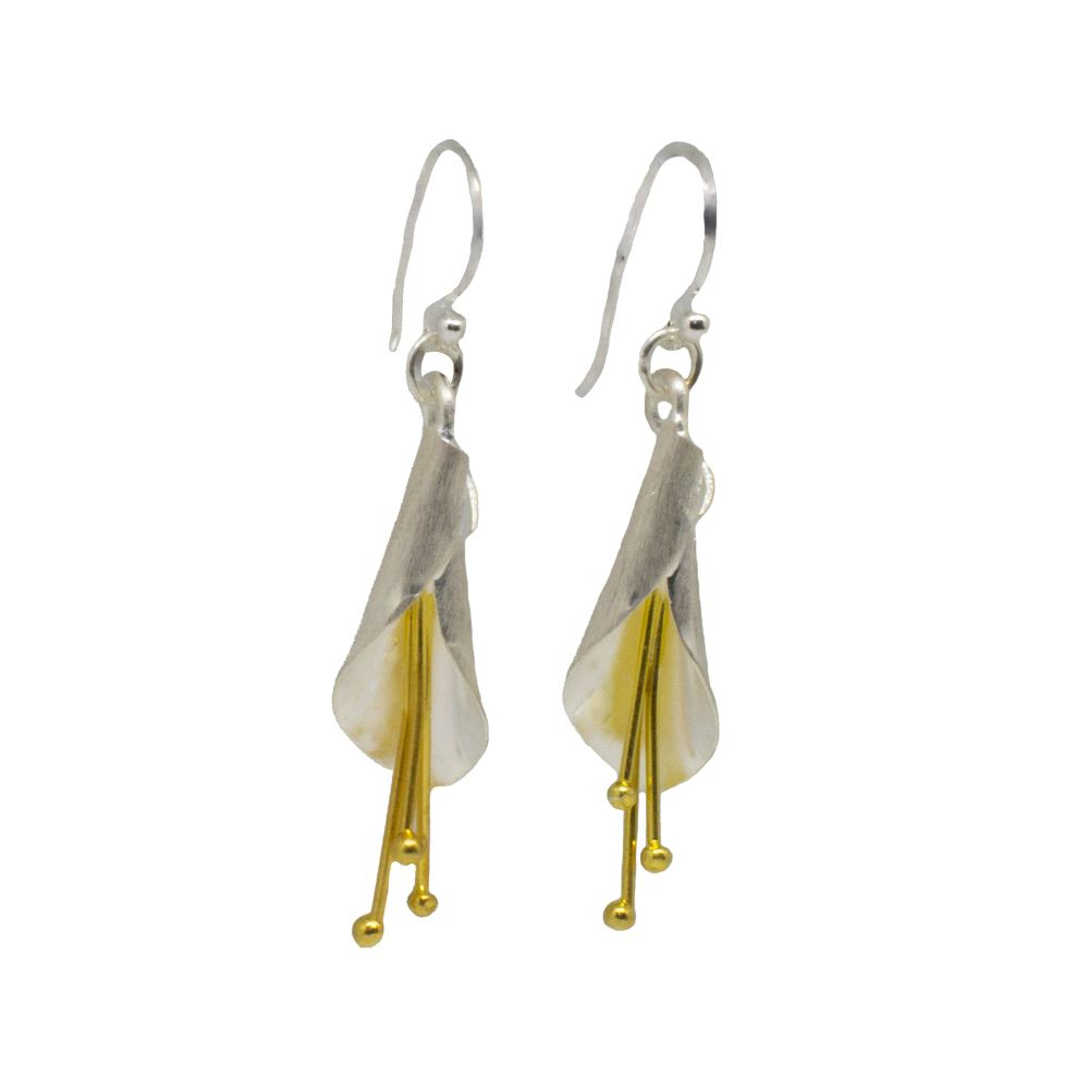 Silver and Gold flower earrings