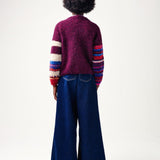 cropped alpaca cardigan womens multicoloured back