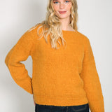 boat neck alpaca sweater jumper women yellow