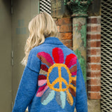 cnd sunflower design chunky knit amano cardigan cobalt blue women back 2