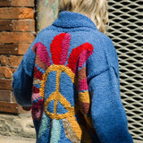 cnd sunflower design chunky knit amano cardigan cobalt blue women