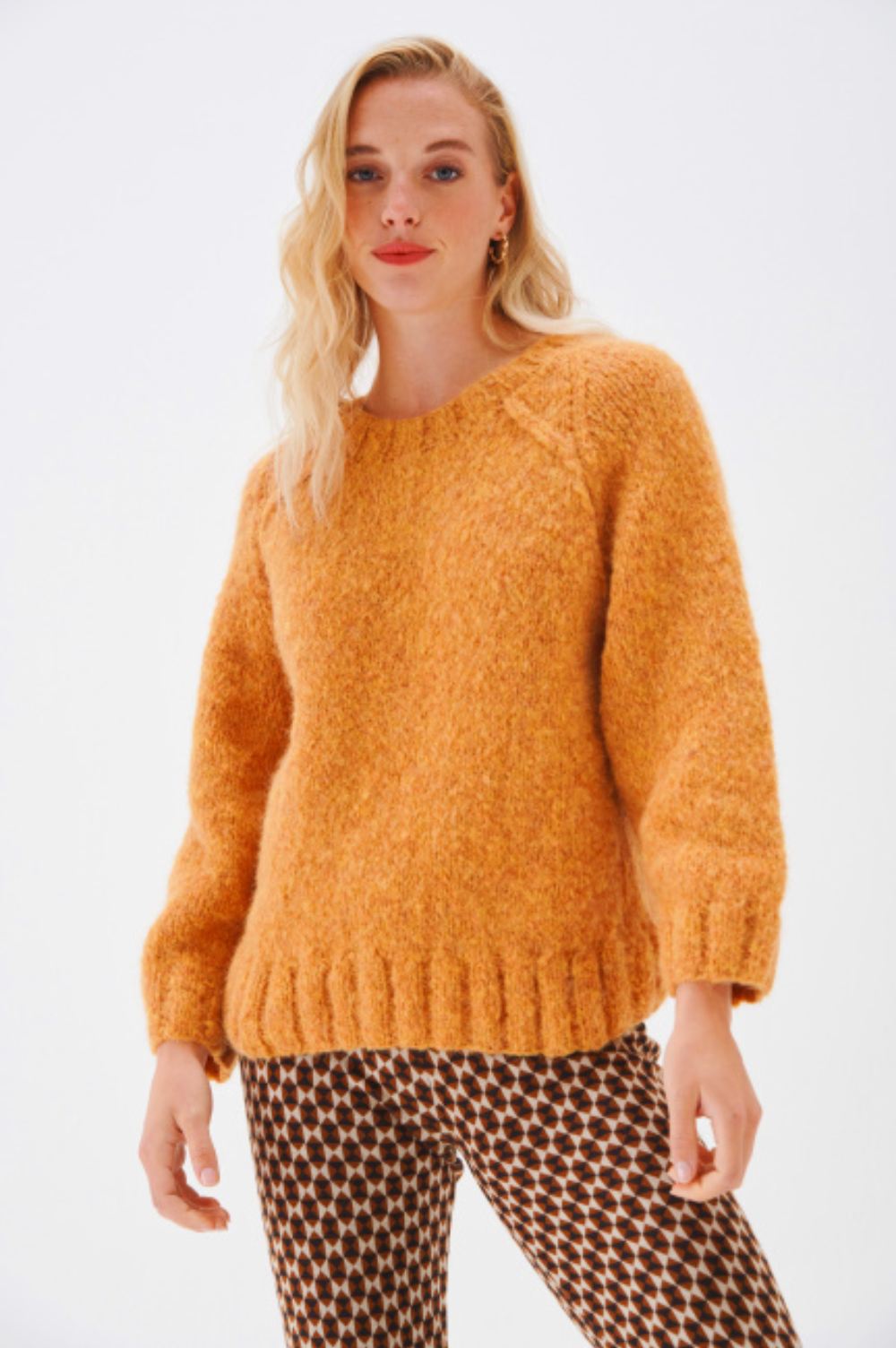 crew neck alpaca sweater jumper womens yellow butterscotch
