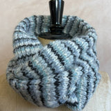 Fine Stripe Alpaca Snood Grey and Aquamarine