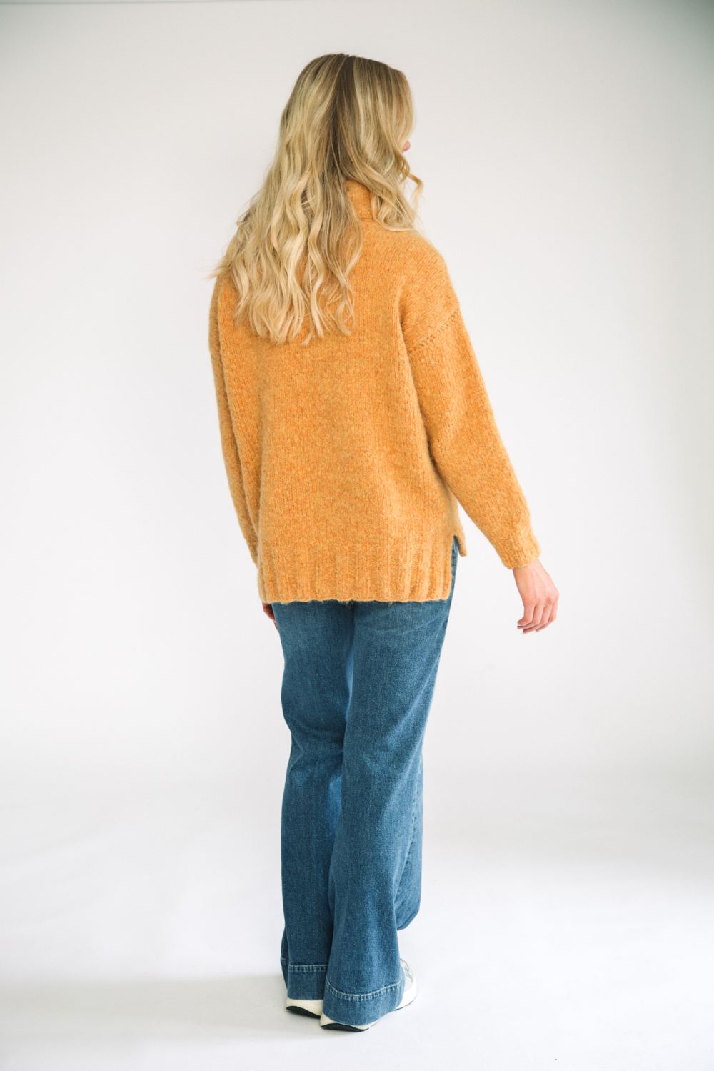 relaxed alpaca sweater jumper womens yellow orange