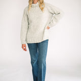 hand knit alpaca jumper sweater light grey white womens amano