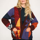 Amano chunky knit cardigan wrap pockets maroon purple womens cardi