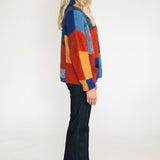 Patchwork Alpaca Jacket in Cosmic Blue