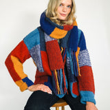 Patchwork Alpaca Jacket in Cosmic Blue