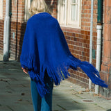 Plain Tassel Alpaca Shawl in Cosmic Blue