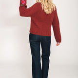 Womens Alpaca Sweater Red Brown Poppy back
