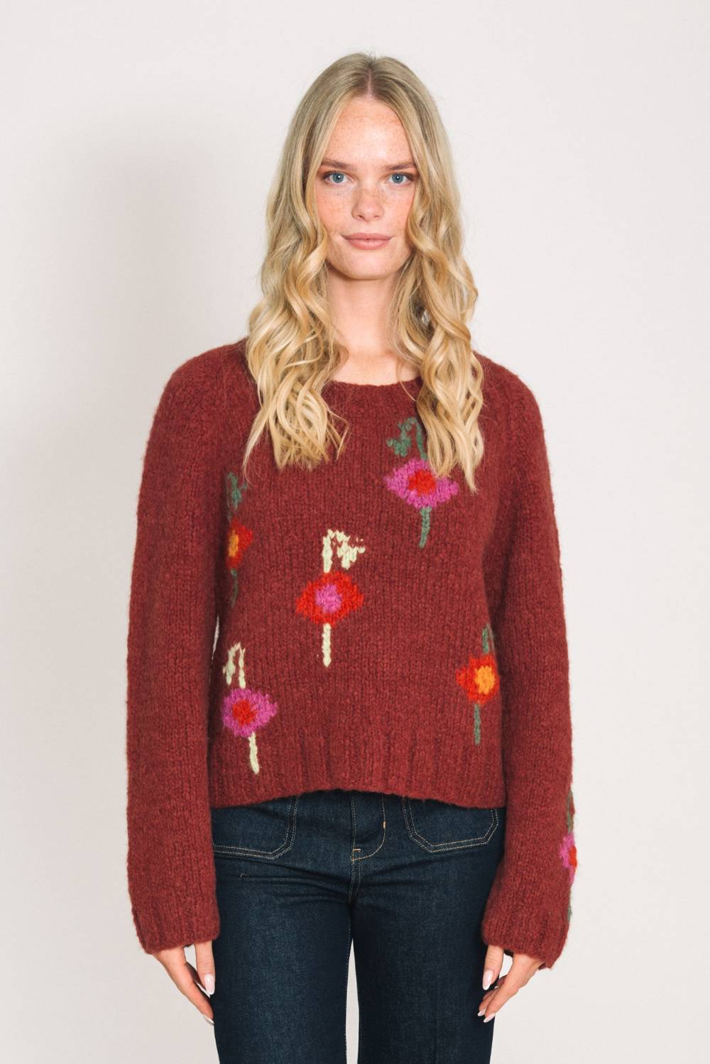 Poppy Alpaca Sweater in Baked Red
