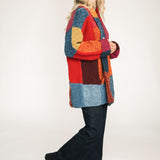over sized hand knit cardigan wrap style women patchwork design