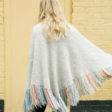 Rainbow Fringed Alpaca Shawl in Silver