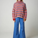 loose relaxed fit alpaca jumper womens stripe red