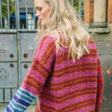 Striped Alpaca Cardigan in Baked Red