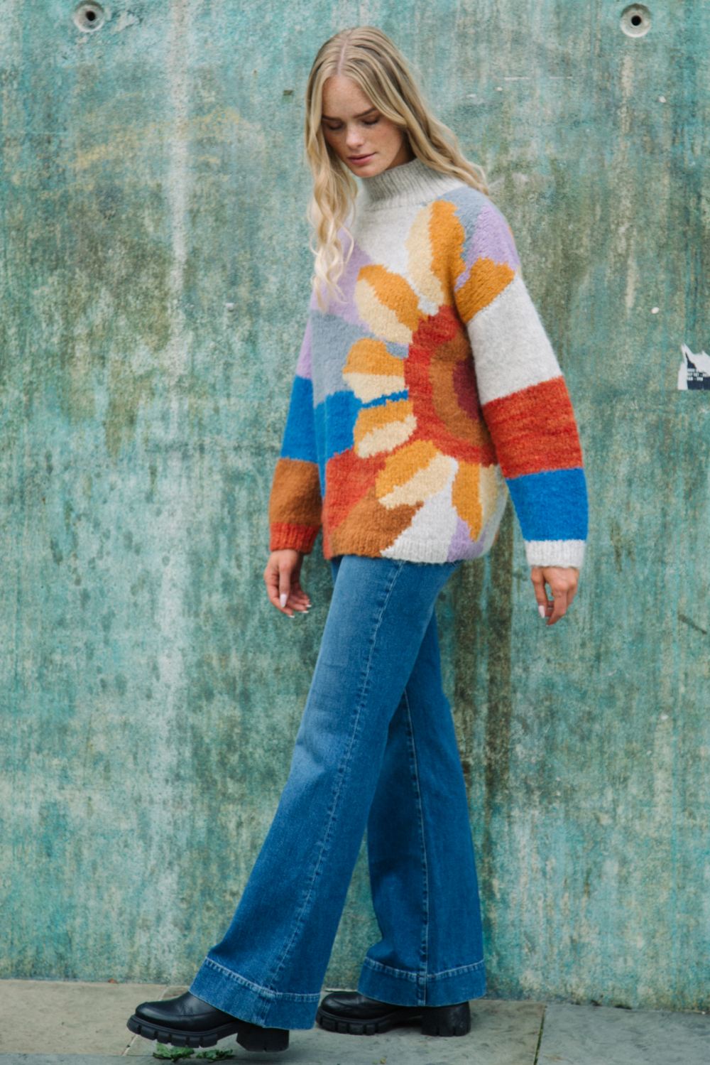 sunflower jumper alpaca sweater womens bright