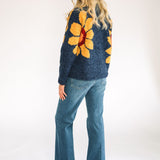 Amano Sunflower V-Neck Wool Cardigan Blue