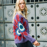 Sunflower V-Neck Wool Cardigan Purple Heather Women Hand Knit side 2