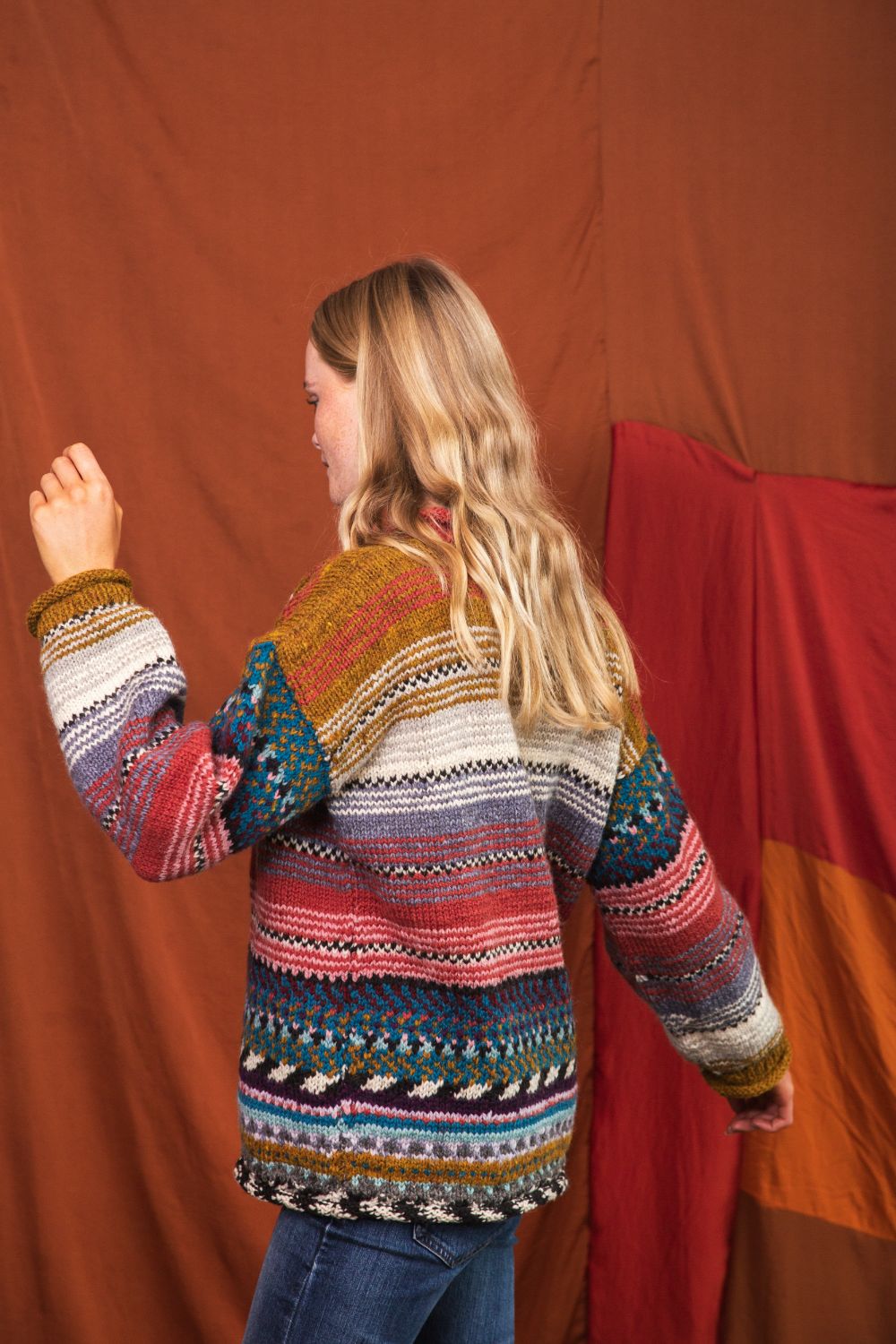 wool jumper sweater womens peruvian blanket style back