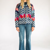 Classic Amano Wool Cardigan Bright Pattern Womens