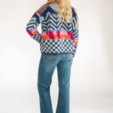 Classic Amano Wool Cardigan Bright Pattern Womens side