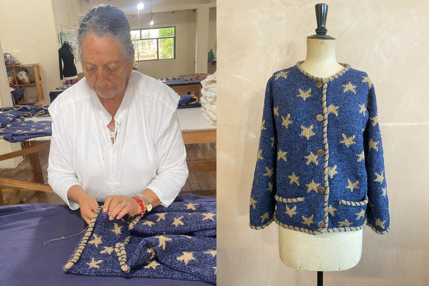 Amano Knitwear Alpaca Star Cardigan is handmade
