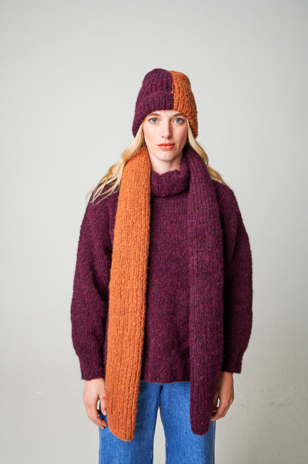 Checkity Alpaca Scarf  in Aubergine Canela