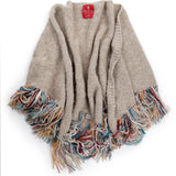 Whitby multi coloured Tassel Shawl in natural