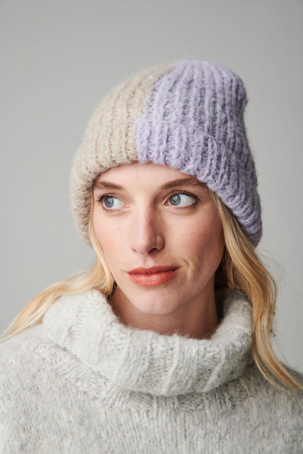 Checkity Alpaca Hat in Lilac